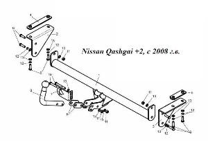 Фаркоп в Уфе Nissan Qashgai +2, с 2008 г.в.jpg